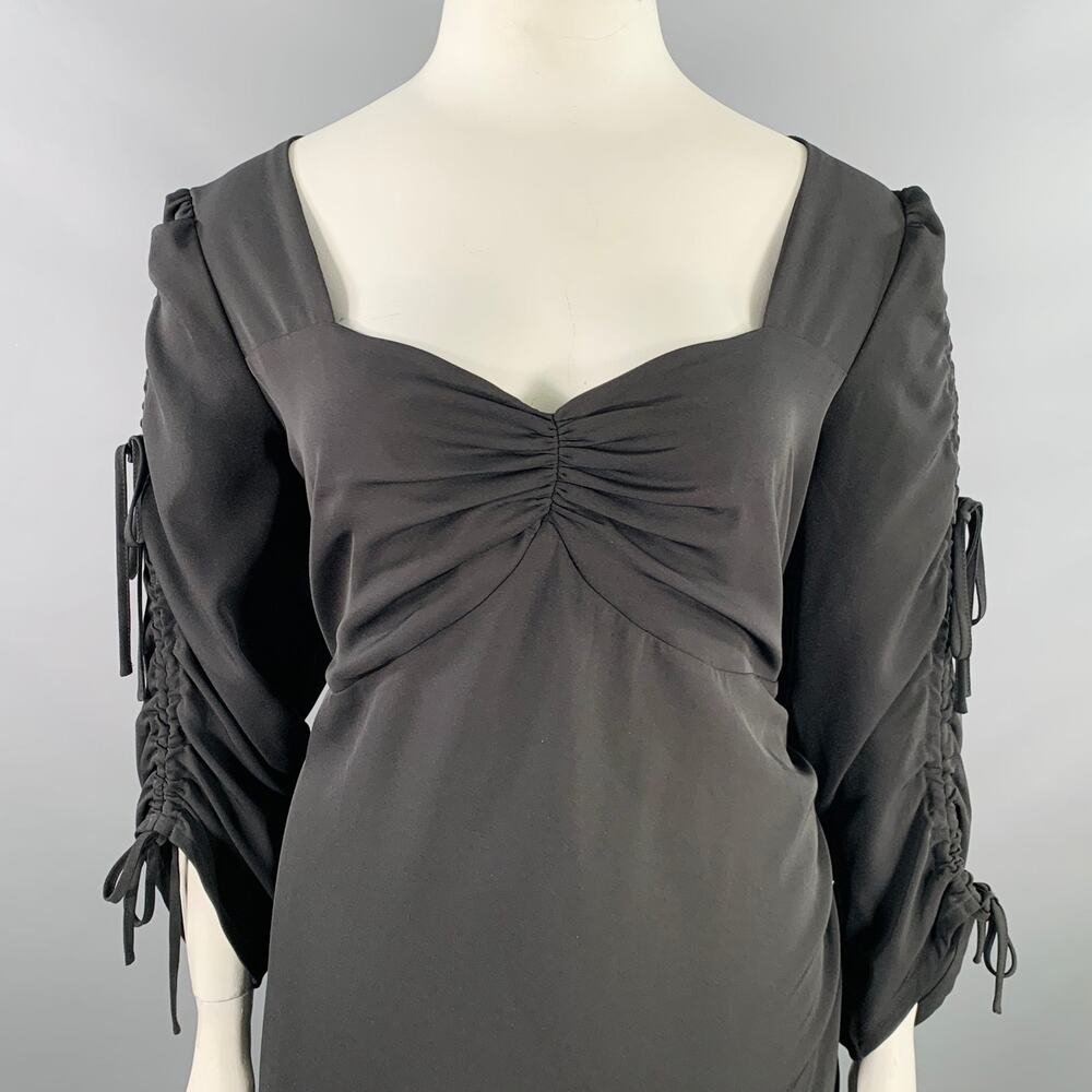 RODARTE Size 18 Black Polyester Blend Ruched Asymmetrical Dress - Picture 2 of 7
